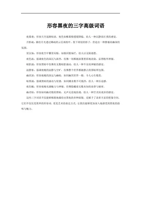 形容黑夜的三字高级词语