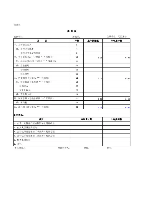 损益表模板