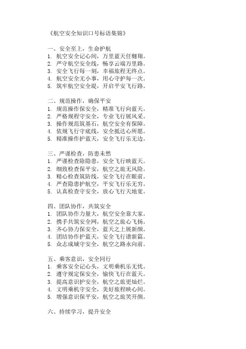 交通运输行业航空安全知识口号标语展示