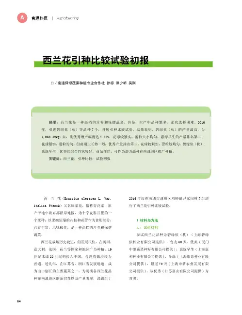 西兰花引种比较试验初报