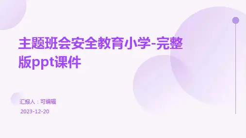 主题班会安全教育小学-完整版PPT课件