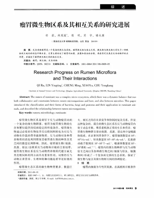 瘤胃微生物区系及其相互关系的研究进展