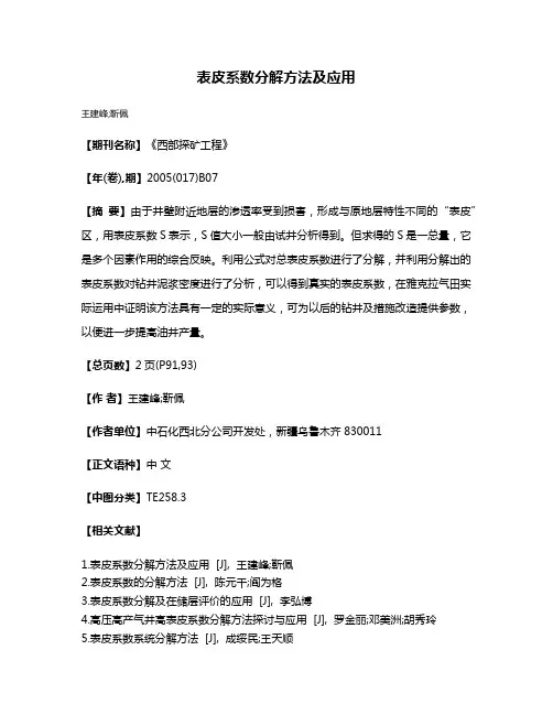 表皮系数分解方法及应用