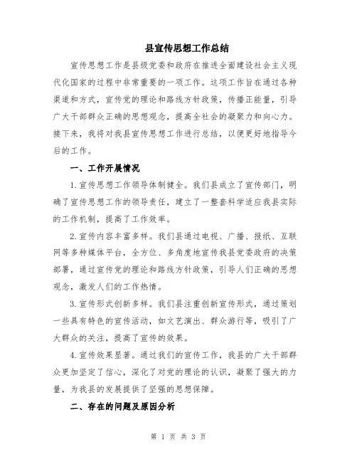 县宣传思想工作总结