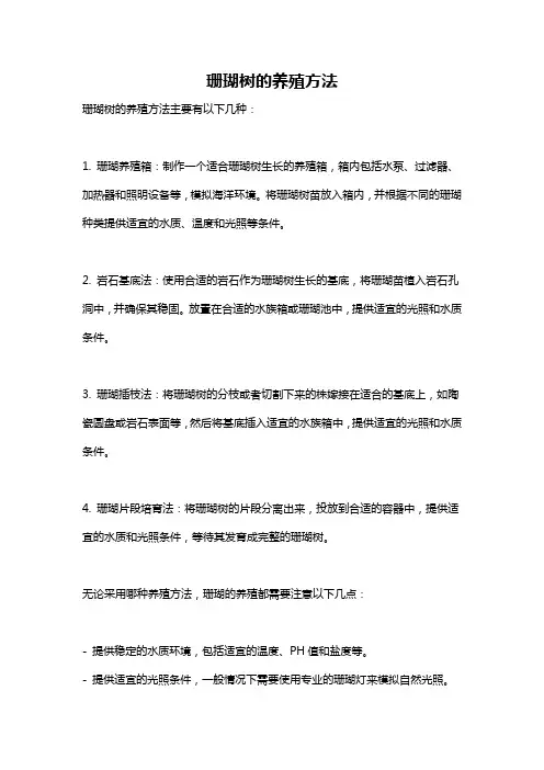 珊瑚树的养殖方法