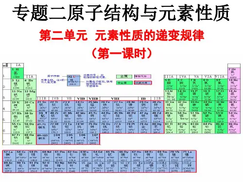 元素性质的递变规律 第一电离能  电负性