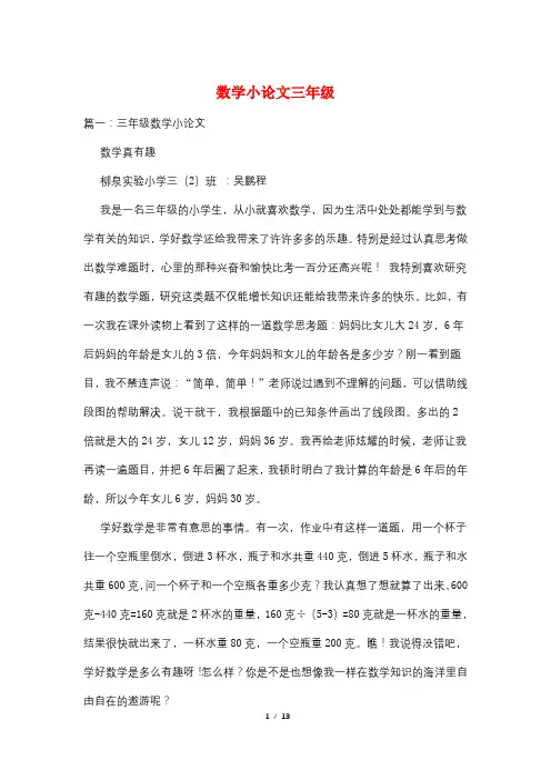 数学小论文三年级