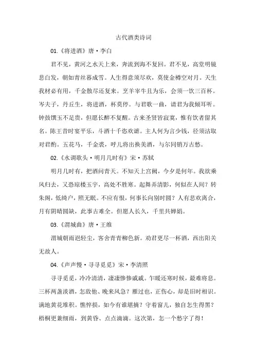 古代酒类诗词