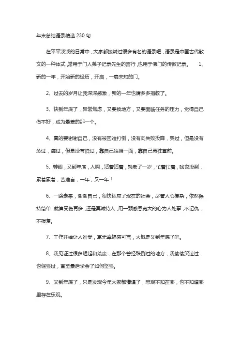 年末总结语录精选230句