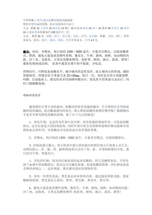 降尿酸方子