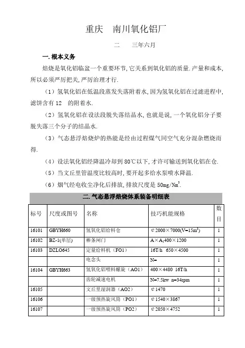 氧化铝焙烧车间操作规程
