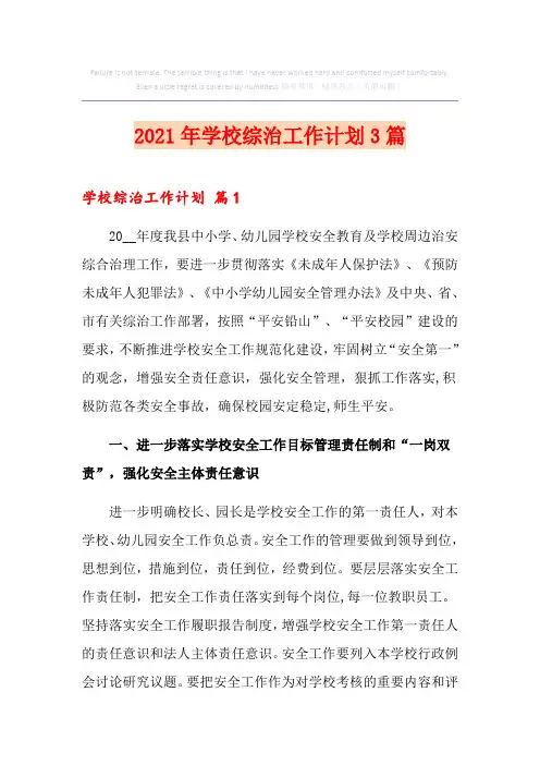 2021年学校综治工作计划3篇