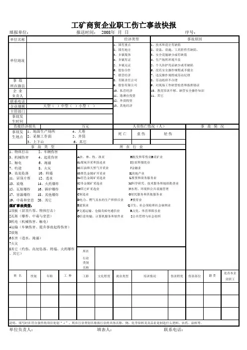 安全生产事故报表表样