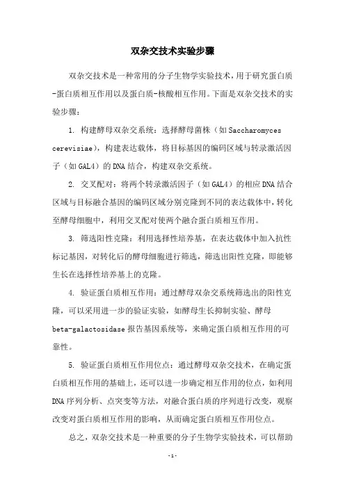双杂交技术实验步骤