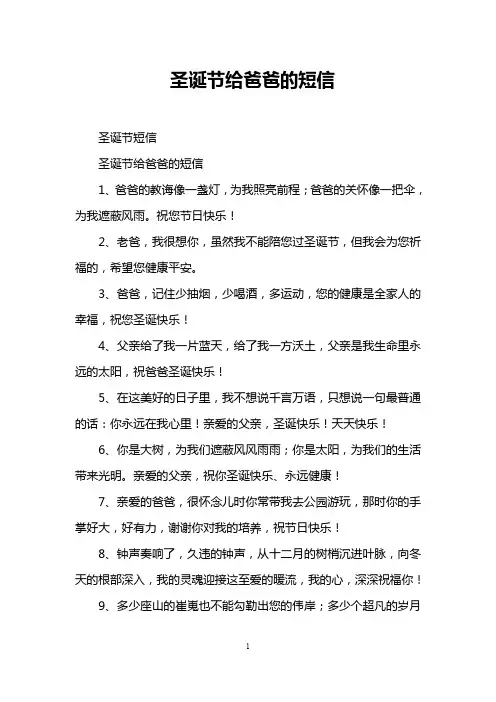 圣诞节给爸爸的短信