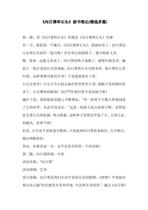《向日葵和石头》读书笔记(精选多篇)