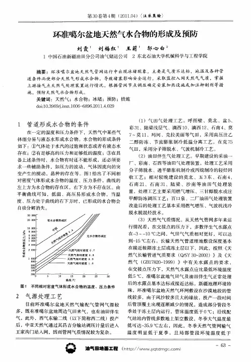 环准噶尔盆地天然气水合物的形成及预防