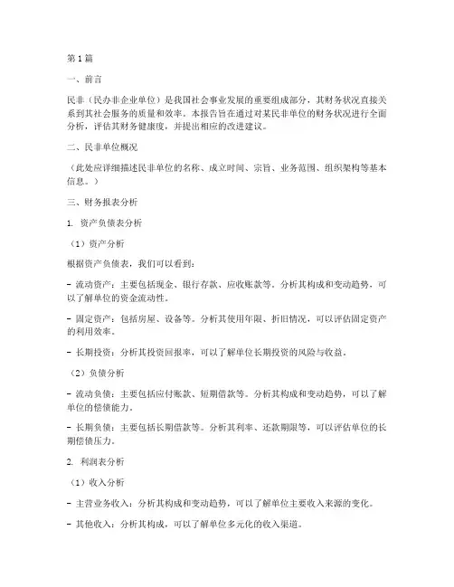 民非财务分析报告(3篇)