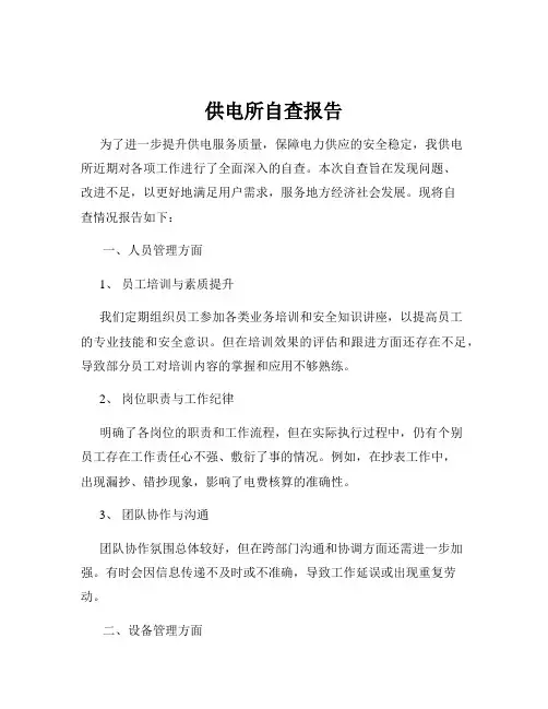供电所自查报告