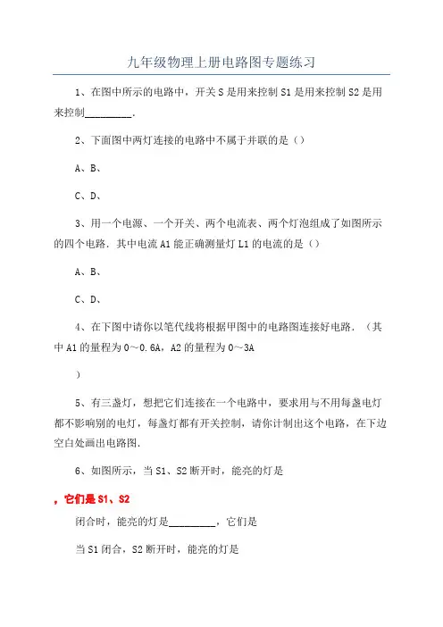九年级物理上册电路图专题练习