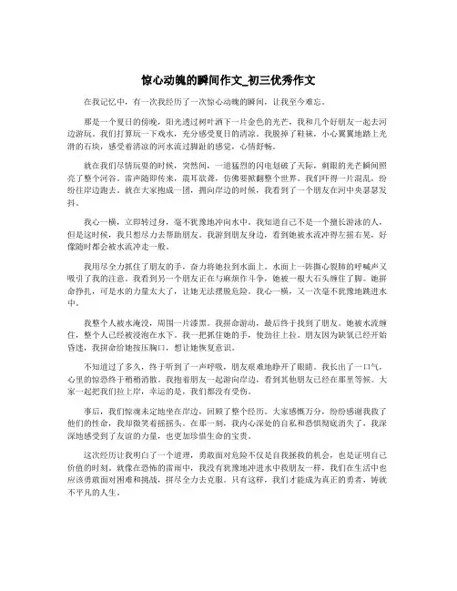 惊心动魄的瞬间作文_初三优秀作文
