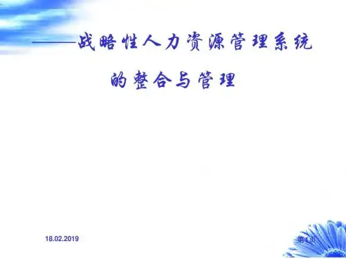 战略性人力资源管理系统的整合与管理教材(PPT 85张)