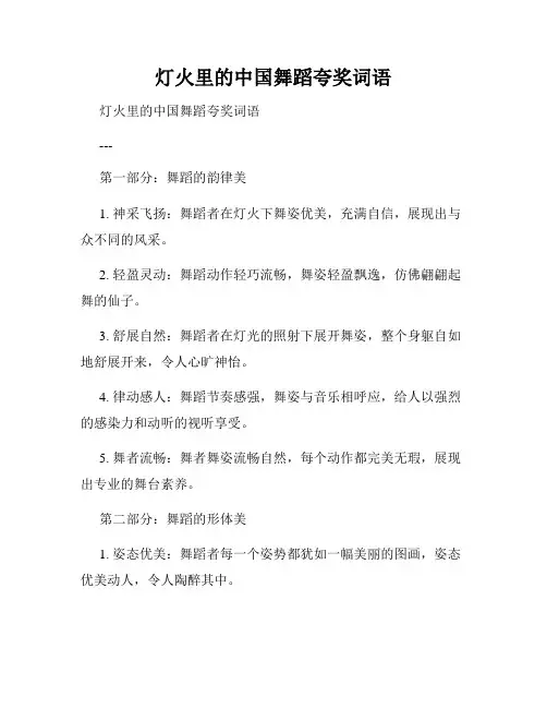 灯火里的中国舞蹈夸奖词语