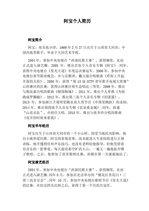 阿宝个人简历