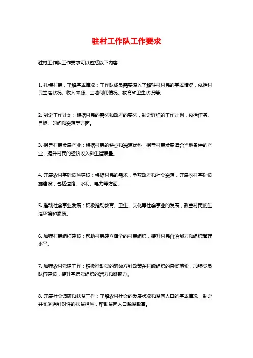 驻村工作队工作要求