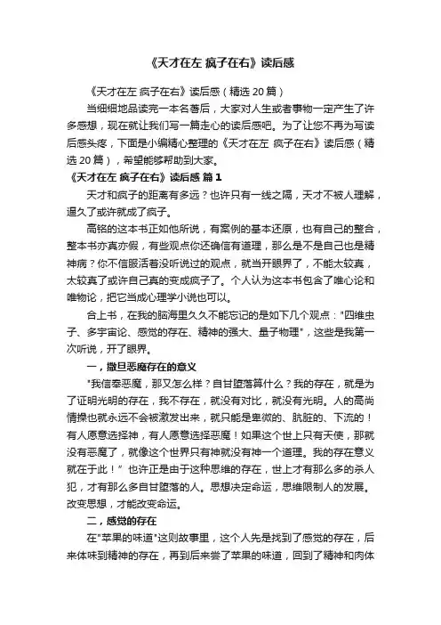《天才在左疯子在右》读后感（精选20篇）