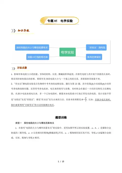 九年级物理全一册(专题训练)专题5  电学实验(人教版)(解析版)