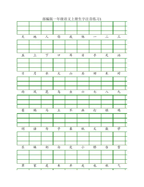 部编版生字注音训练一年级    上册语文