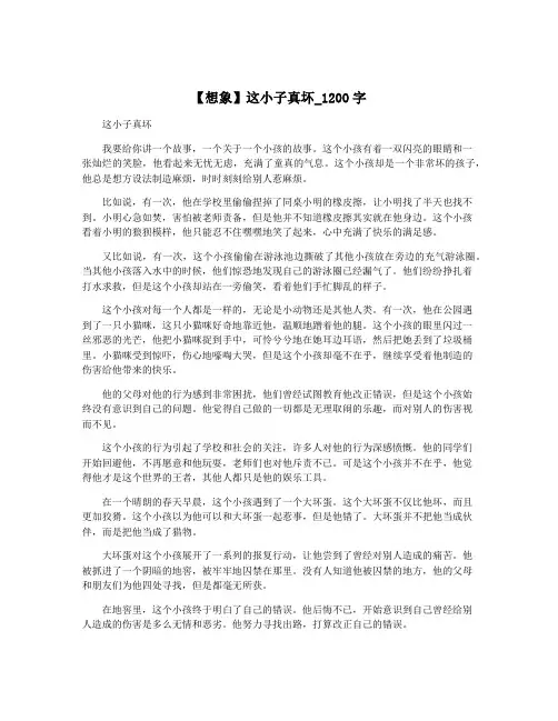 【想象】这小子真坏_1200字