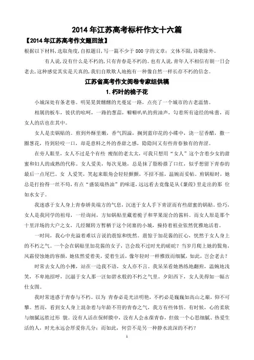 2014年江苏高考标杆作文打印版