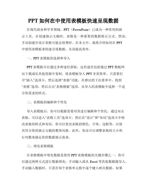 PPT如何在中使用表模板快速呈现数据