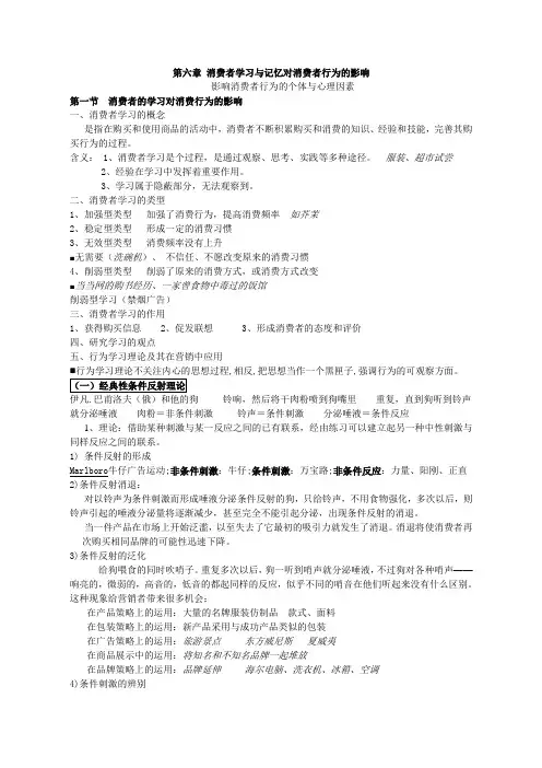 第六章-消费者学习与记忆对消费者行为的影响