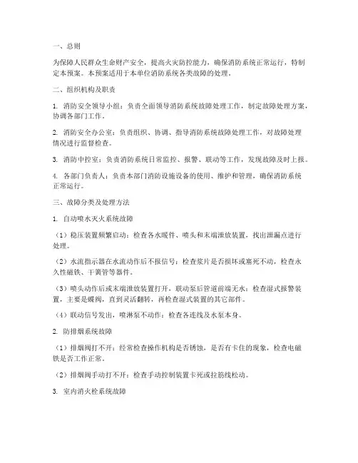 消防系统故障的处理预案