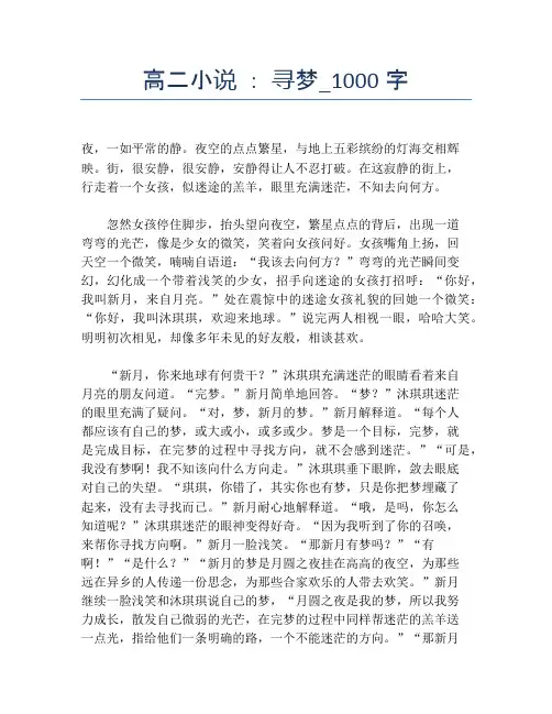高二小说 ： 寻梦_1000字