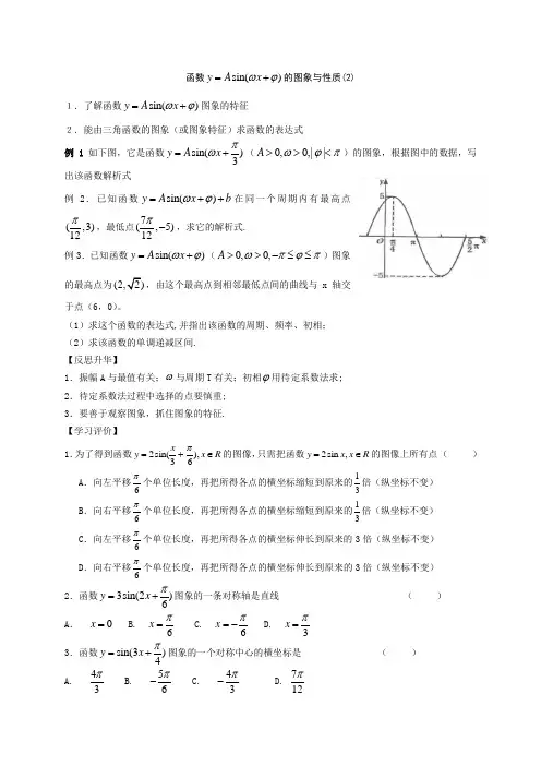 函数y=Asin(ωx+φ)的图象与性质2