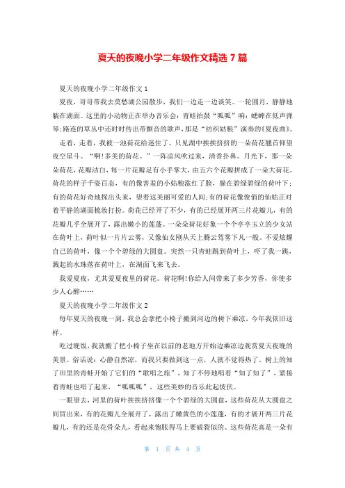 夏天的夜晚小学二年级作文精选7篇