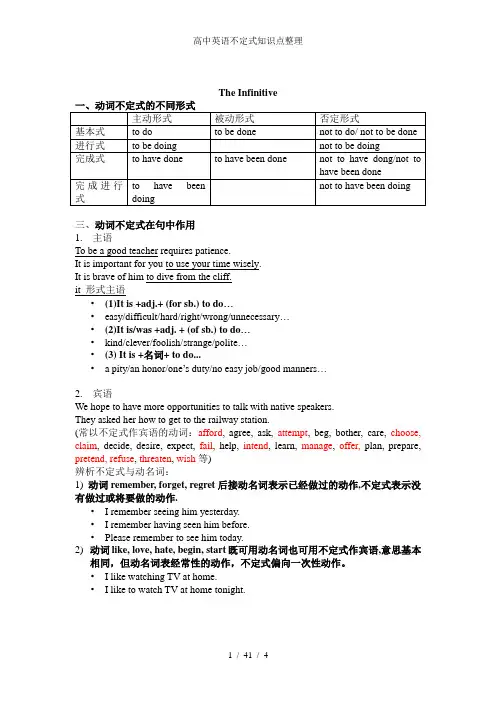 高中英语不定式知识点整理