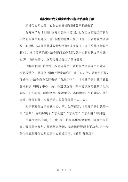 建设新时代文明实践中心指导手册电子版