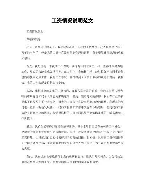 工资情况说明范文