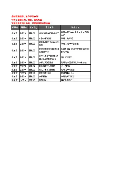 新版山东省东营市垦利区农机企业公司商家户名录单联系方式地址大全11家