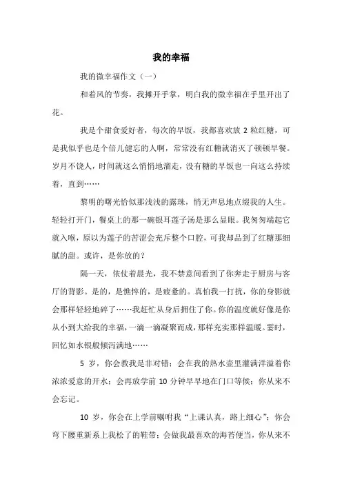 我的幸福-中考满分作文(10篇)