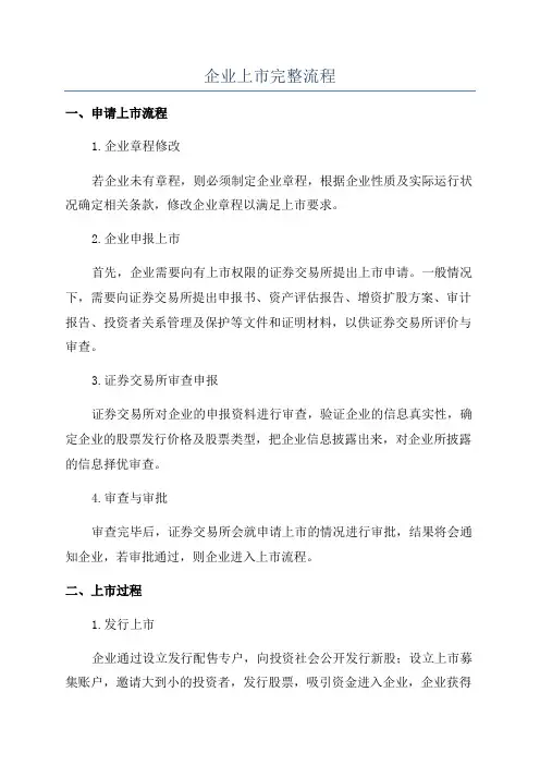 企业上市完整流程