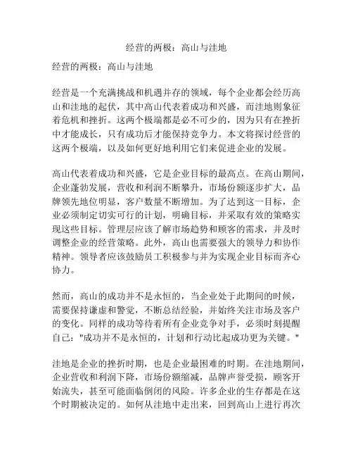 经营的两极：高山与洼地