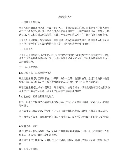 动漫运营方案