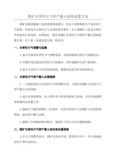 煤矿灾害性天气停产撤人现场处置方案