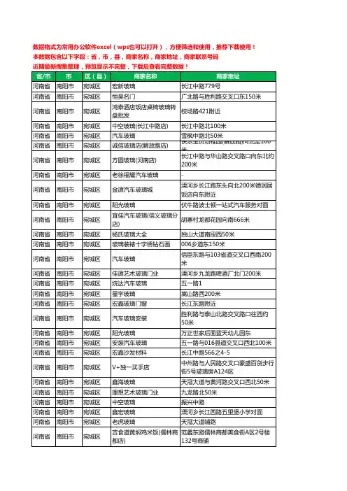 新版河南省南阳市宛城区玻璃店工商企业公司名录名单黄页大全42家